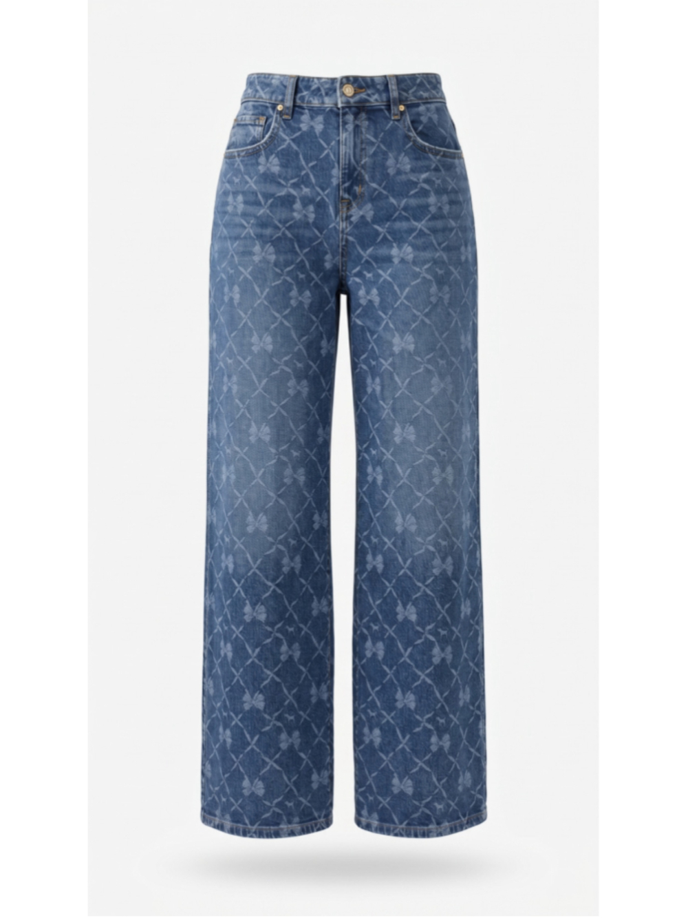 LoveShackFancy x PINK Mid-Rise Baggy Wide-Leg Jeans Bright Medium Wash 4 NWT